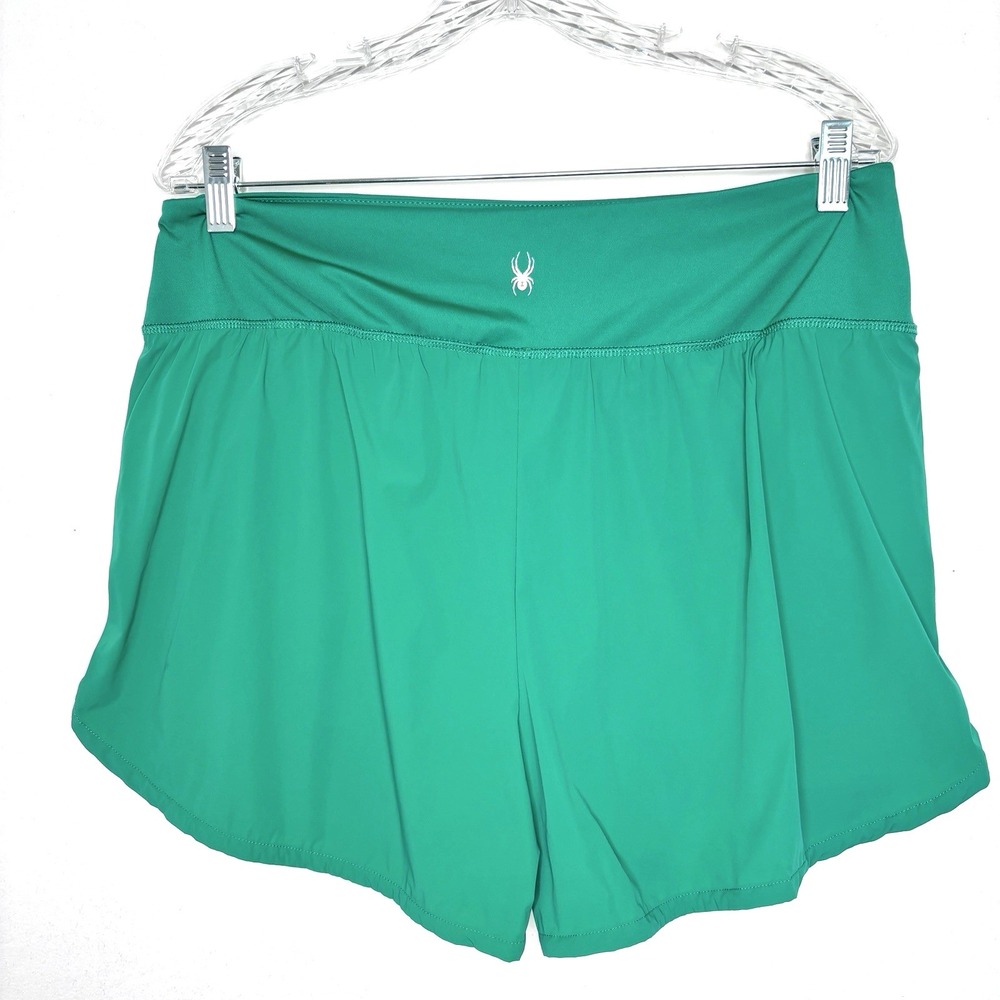 Spyder Active Shorts Large Green Athleisure Tennis Golf Running Workout - Picture 2 of 10